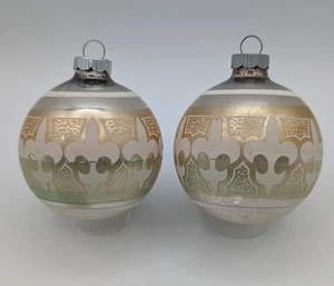 Vintage Shiny Brite Fleur de Lis Karneval Französisch Quecksilber Glas Ornament - Bild 1 von 9