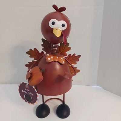 Metal Lawn Sculpture Bobble Head TURKEY WHIMSICAL Garden Metal Sculpture Cute  - Image 1 of 4
