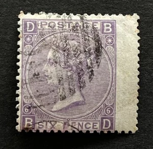 GB QV 1865-67. 6d Lilac. SG97 Pl.6 Fine used with Light duplex Cancel. Cat. £275 - Picture 1 of 2