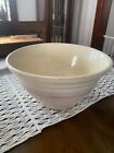McCoy 12" Pink Blue Band Mixing Bowl Oven ware USA Pottery Made  in America used