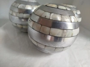 3 Boules De Décorations Nacre Naturel Et Metal - Afbeelding 1 van 19