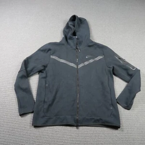 Nike Mens Track Jacket Large Black Fleece Varsity Long Sleeve Zip Up Sportswear - Picture 1 of 9