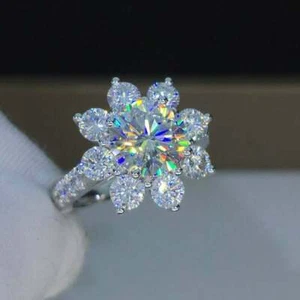 3.60Ct White Round CZ Engagement Wedding Ring Solid 925 Sterling Silver - Picture 1 of 4