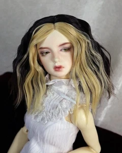 Peluca de muñeca 1/4 1/3 7-8" BJD MSD Sd corta negra oscura marrón rubio rayas cabello 200 - Imagen 1 de 5
