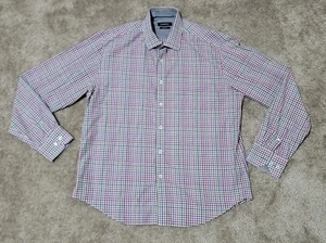 Bugatchi Mens Shirt Size XL Multicolor Shaped Fit Check Flip Cuffs Long Sleeve - Picture 1 of 10