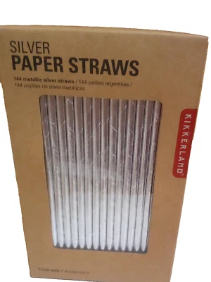 Party Silver Paper Straws 144 ct box Kikkerland /Wedding/Graduation/Holiday/Bar - Image 1 of 3