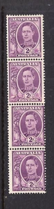 AUSTRALIA PREDECIMAL KGVI DEFS COIL STRIP NO W/M VERY FINE MNH...,,, - Picture 1 of 2