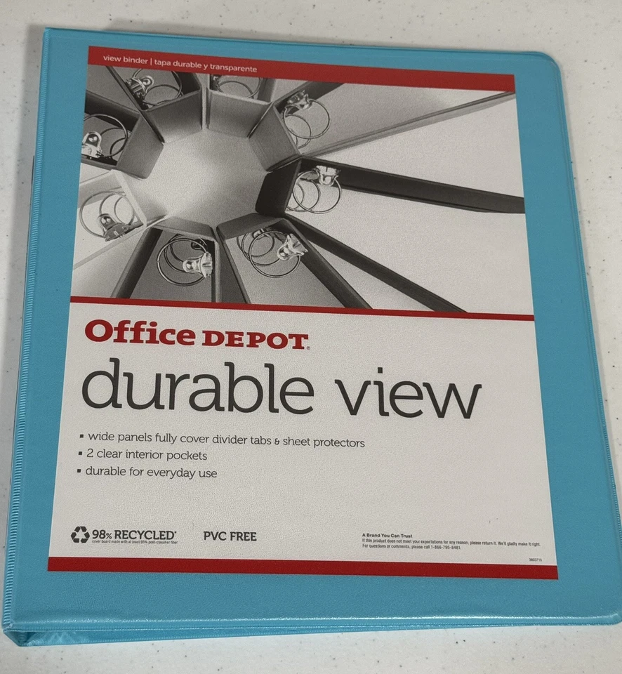 Office Depot Durable View 1" 3 Carpeta de Anillas Paquete de 6 Nuevo Azul Foto 1 de 4