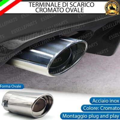 TERMINALE DI SCARICO PER MARMITTA FINALINO CROMATO FIAT PANDA MK1 INOX OVALE - Immagine 1 di 4