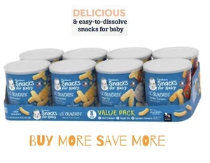 Gerber Lil' Crunchies Baked Corn Snack Variety Pack-pack of 8 (1.48 oz each) - Picture 1 of 4