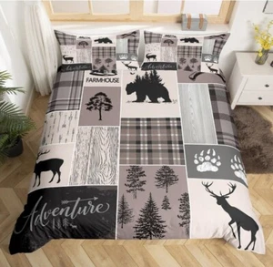 Erosebridal Rustic Patchwork Bedding Set Twin, Country Cabin Duvet Cover  - Picture 1 of 1