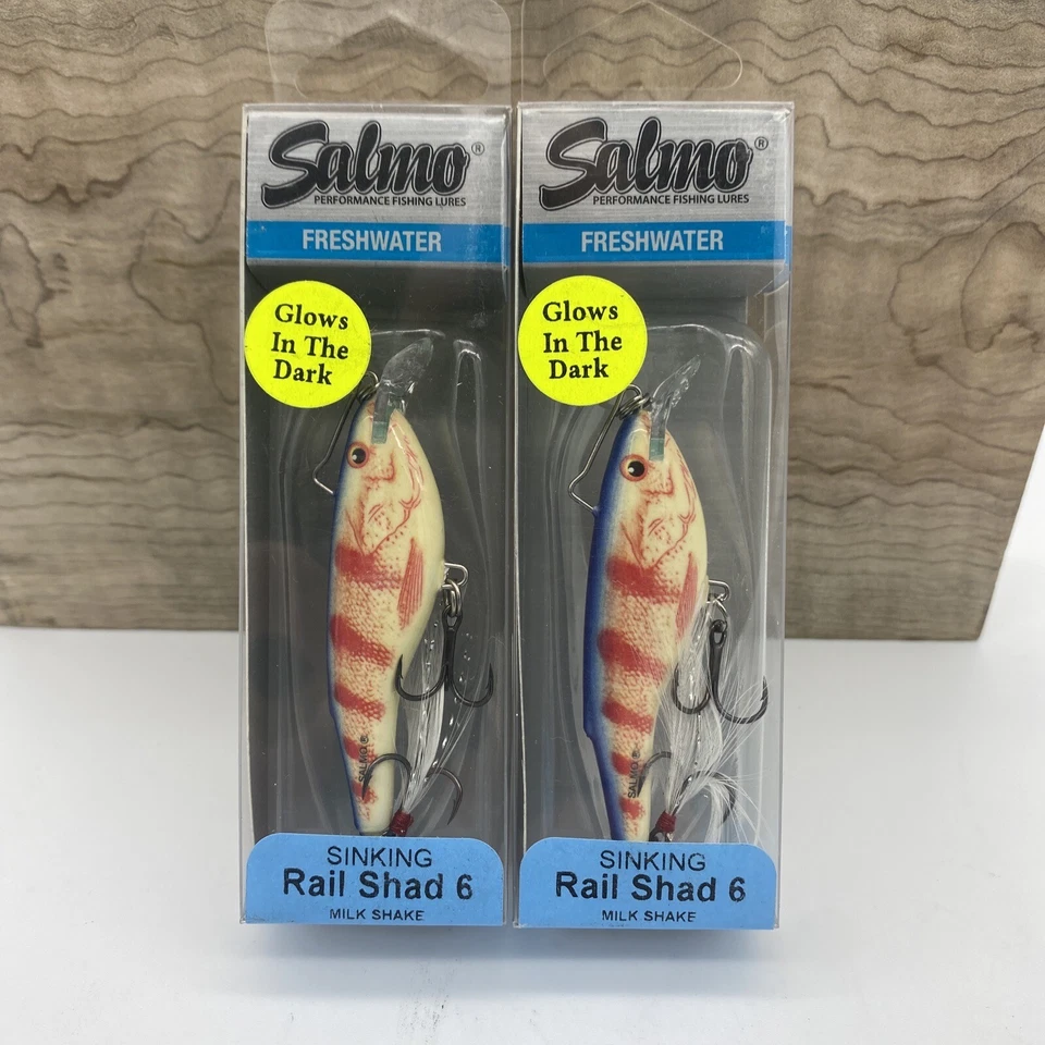 (2) Salmo Sinking Rail Shad 6 Crankbaits 2 3/8" 1/2 Ounce MILK SHAKE