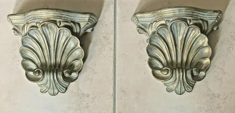 Ornate & Sculptured Shell DesignCorbel Sconce Wall Shelves,simulated Wood Finish Cover