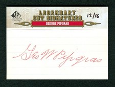 George Pipgras 2011 Sp Legendary Cuts 12/16 Cut Signature Auto Autograph Yankees
