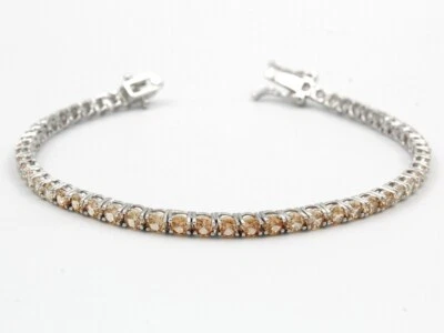 Bracelet Tennis Bijoux Zircon Champagne Dégradé Unisexe Argent 925 Promo - Photo 1/4