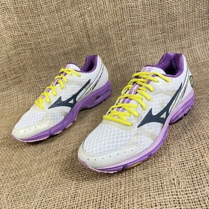 MIZUNO RUNNING SHOES WAVE RIDER WHITE PURPLE Yellow WOMENS SIZE 9 - Picture 1 of 10