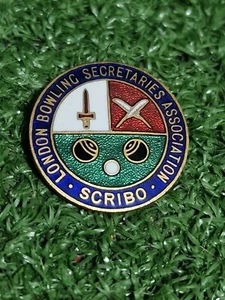 Vintage London Bowling Secretaries Bowls Assoc Enamel Brass Metal Pin Badge RARE - Picture 1 of 3