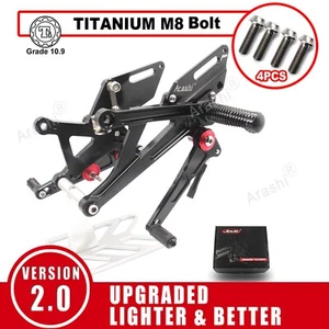 For Kawasaki Ninja H2 H2R 2015 - 2021 Racing Footrest Rearsets and Bolts Screws - Picture 1 of 9