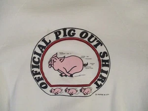 Jerzees BBQ Sweater Mens XL White Official Pig Out Shirt Made In USA Vintage - Picture 1 of 9
