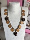 Nice Wood Bead And Heart Drop Necklace 