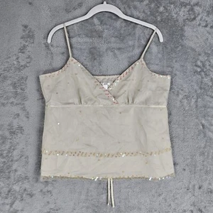 Vintage Old Navy Top Womens L Cream Sequin Fairy Grunge 90s Y2K RARE Tiny Fit - Picture 1 of 6