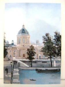TARJETA POSTAL MICHEL DELACROIX Sur le Pont des Arts Academia Francesa PARÍS FRANCIA - Imagen 1 de 2