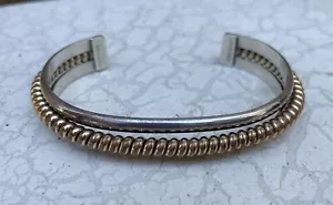 Vintage Tahe Native American Sterlingsilber Gold gefüllt Navajo Manschette Armband - Bild 1 von 6