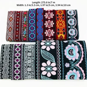 Nastro 7m Ricamo Jacquard Intreccia Etnico Pizzo Tessuto Finiture Fai Da Te Artigianato Cucire - Foto 1 di 25