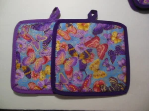 BUTTERFLY Potholder, NEW, handcrafted, 8"x8", your choice of binding - Picture 1 of 5