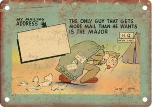 1940er Leinen Comic Postkarte Curt Teich MWM 12" x 9" Reproduktion Blechschild ZJ61 - Bild 1 von 1