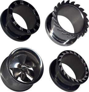 PIERCINGO® 2x SET PAAR FLESH TUNNEL OHR GROß BIG XL 10-25 mm PLUG TUBE EDELSTAHL - Picture 1 of 12