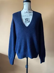 Equipment Blue Alpaca Blend V Neck Pullover Sweater Size Medium - Picture 1 of 6
