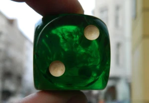 Green GDR Cube 44 mm, 45 grams Bakelite Rare Vein Marbled - Picture 1 of 7