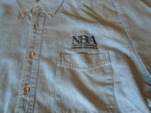 NBA Mens Large Basketball Referee Shirt L long sleeve light blue button up - Picture 1 of 10