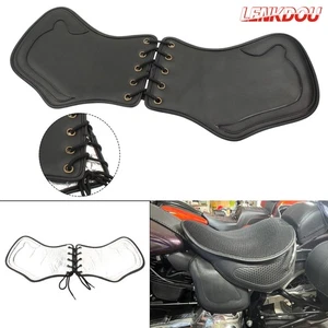 Black Leather Heat Saddle Shield Deflector For Harley Sportster Suzuki Universal - Picture 1 of 11