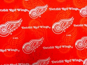NHL DETROIT RED WINGS FABRIC 1 YARD BRAND NEW SPORT DESIGN 100% COTTON - Picture 1 of 5