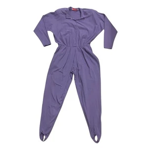 Vintage Elizabeth Arden The Salon Jumpsuit Romper Large Purple 80s 90s - Picture 1 of 17
