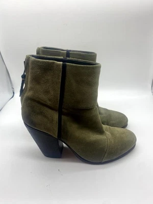 Rag & Bone Newbury Mujer US 6.5 Botín Oliva Gamuza Cremallera Trasera Bota Tacón al Tobillo Foto 1 de 4