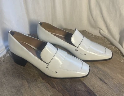 Zapatos de salón Linea Paolo para mujer de cuero Casey con tacón ancho blanco talla 7 Foto 1 de 4