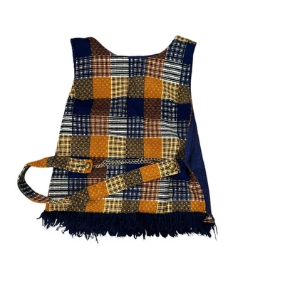 Bata vintage años 70 hecha a mano MCM MOD azul naranja patrón retro pequeña mediana Foto 1 de 4