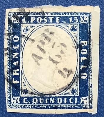 Итальянские марки Скотт No22 с тиснением 15c синие б/у 102925-1 - Изображение 1 из 2