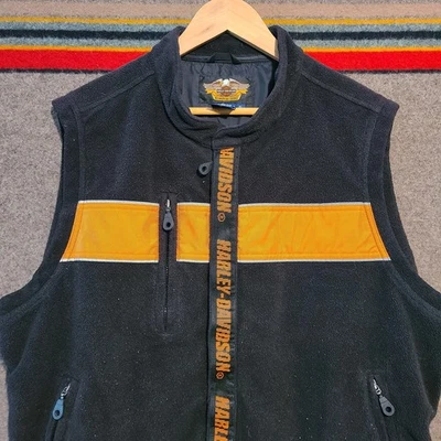 Harley Davidson Fleece Vest Mens X-Large Reflective Mesh Lined Biker Motorcycle - Image 1 of 4