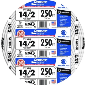 250 ft 14/2 Solid Romex SIMpull CU NM-B W/G Wire Copper - Brand New - - Picture 1 of 5