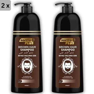 2x Softto+Plus Braunes Haarfärbe-Shampoo Haarfärbendes Shampoo Haarfarbe 10 Min.