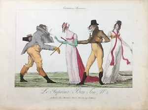 "CARICATURES PARISIENNES", Le Suprême Bon Ton n:2; Original caricature, c.1810. - Bild 1 von 3