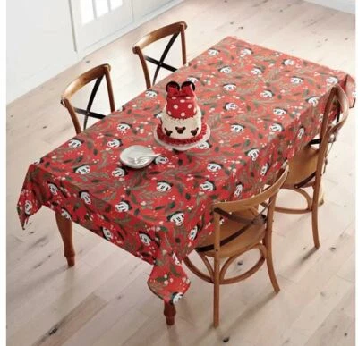 Disney Christmas Festive Red Mickey Mouse 60x84 Oblong Woven Tablecloth NWT - Image 1 of 2
