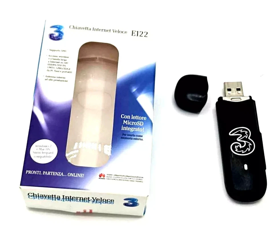 Chiavetta Internet Veloce 3G Huawei E122 TRE con Lettore MicroSD integrato - Immagine 1 di 1