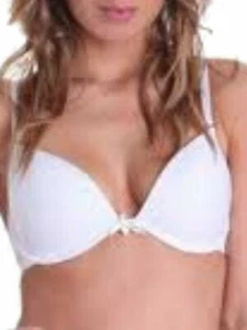 White Multiway Padded T-shirt Bra 32DD Underwired Smooth cups Plunge low front - Picture 1 of 1