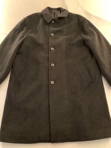 Ralph Lauren Overcoat Menโs 42R 100% Wool Black Charcoal 3/4 Length EUC ๐๐ฅ - Picture 1 of 14
