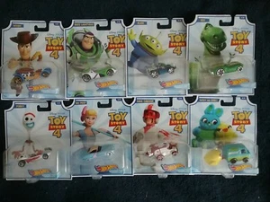  Hot Wheels 2019 Disney Pixar Toy Story 4 autos de personajes conjunto completo de 8, nuevos  - Imagen 1 de 11